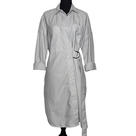 Everlane Organic Cotton Striped Oxford Dress Belted Size L - Picture 2 of 7